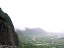 [ The Pali Lookout, site of King Kamehameha's most famous battle in his quest to unite the Hawaiian Islands. ]